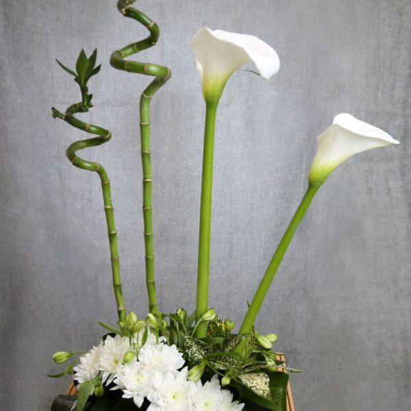 Unique white flower arrangement